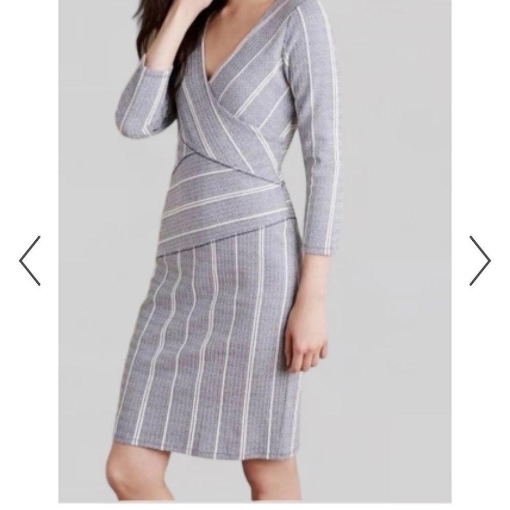 Maeve by Anthropologie Elegant Gray Column Striped Dress Small